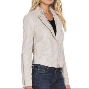 Free People Cool Clean Moto Jacket Women’s 10 Beige Vegan Suede Zip Button